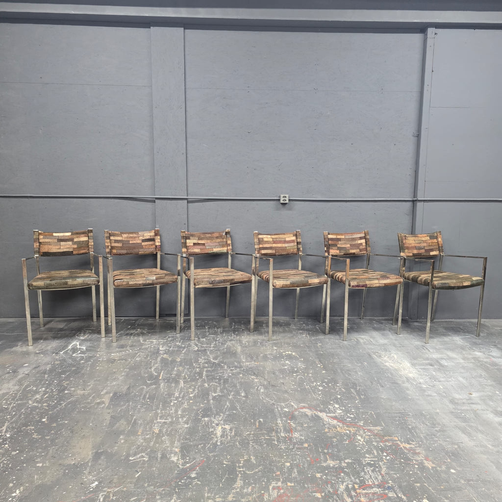 Patchwork Leather Chairs – Set of 6