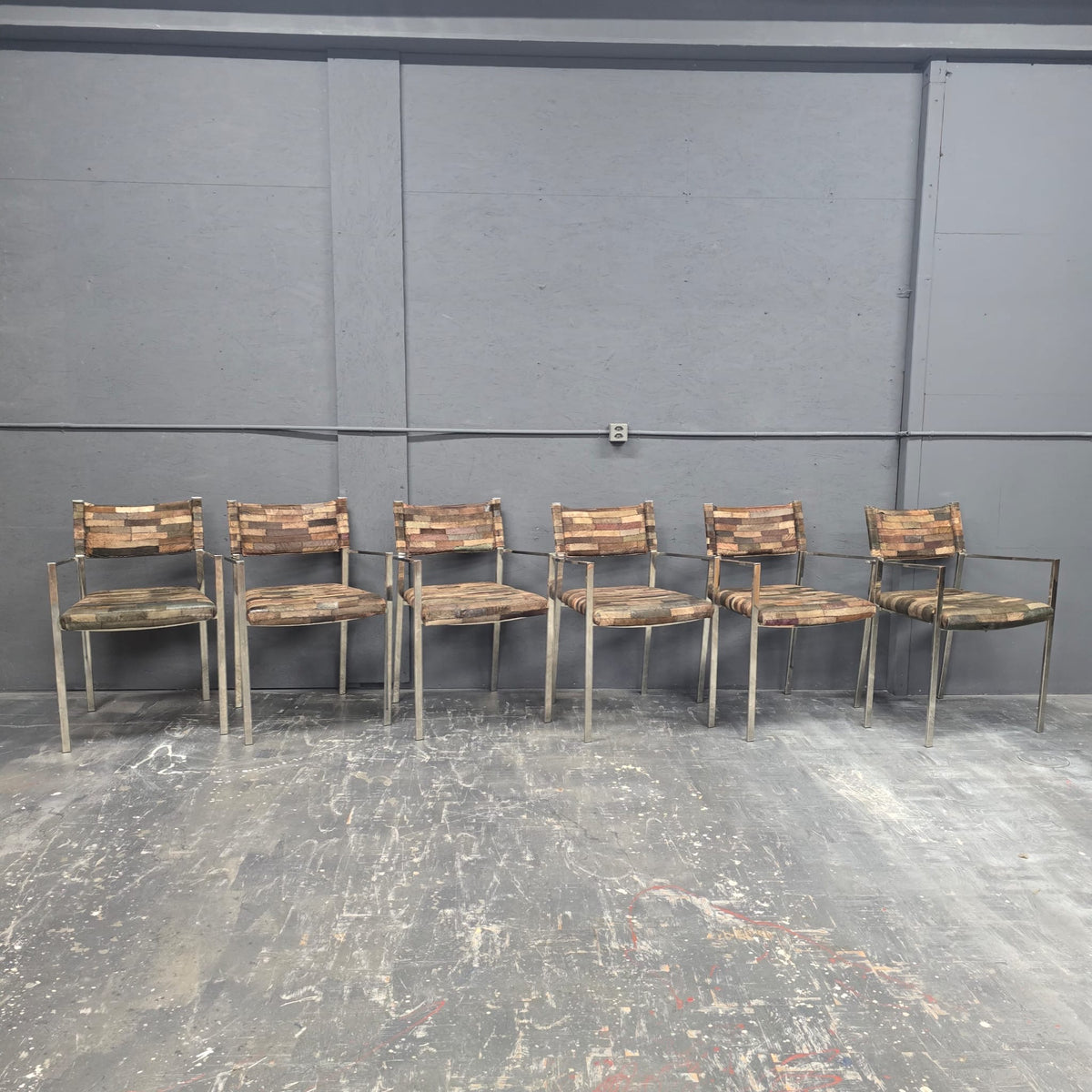 Patchwork Leather Chairs – Set of 6