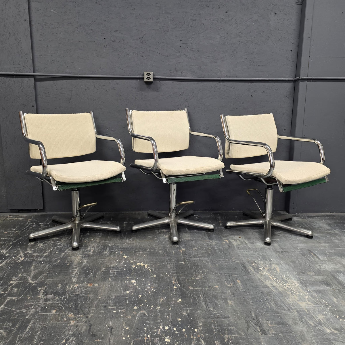 Vintage Aluminium Swivel Chairs – Set of 3