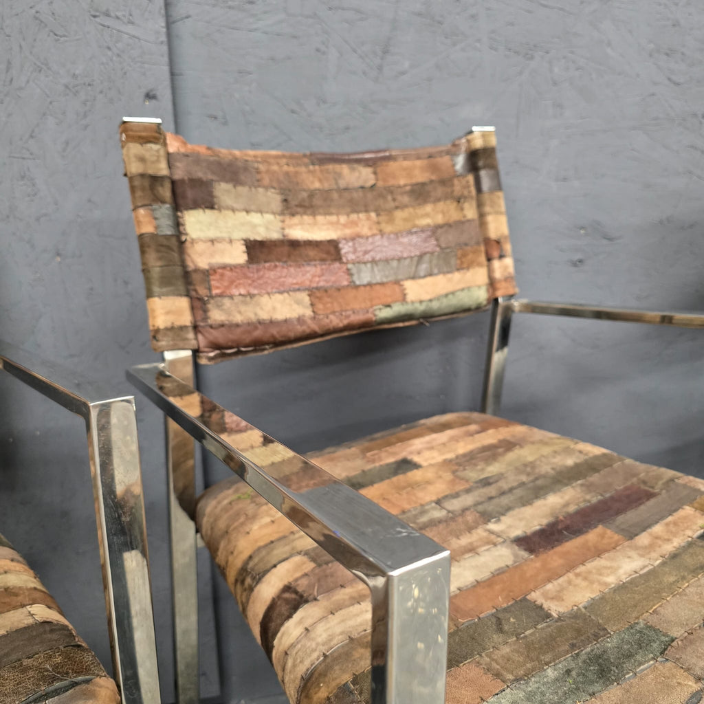Patchwork Leather Chairs – Set of 6