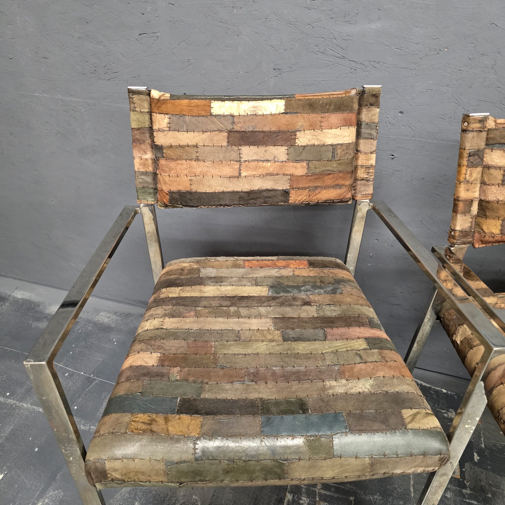 Patchwork Leather Chairs – Set of 6