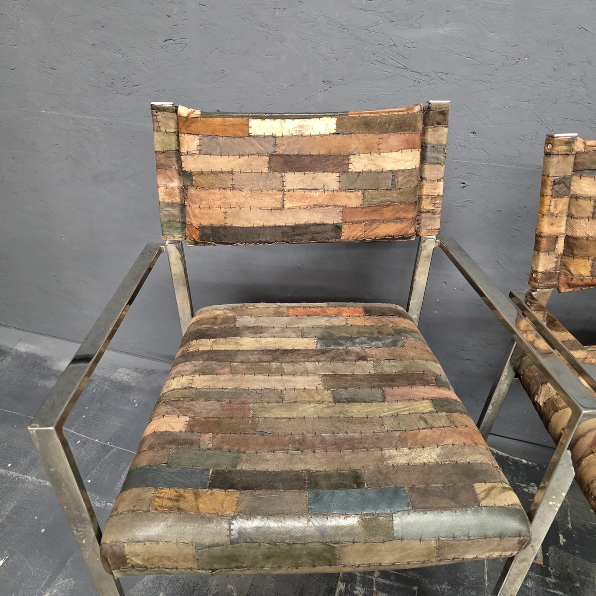 Patchwork Leather Chairs – Set of 6