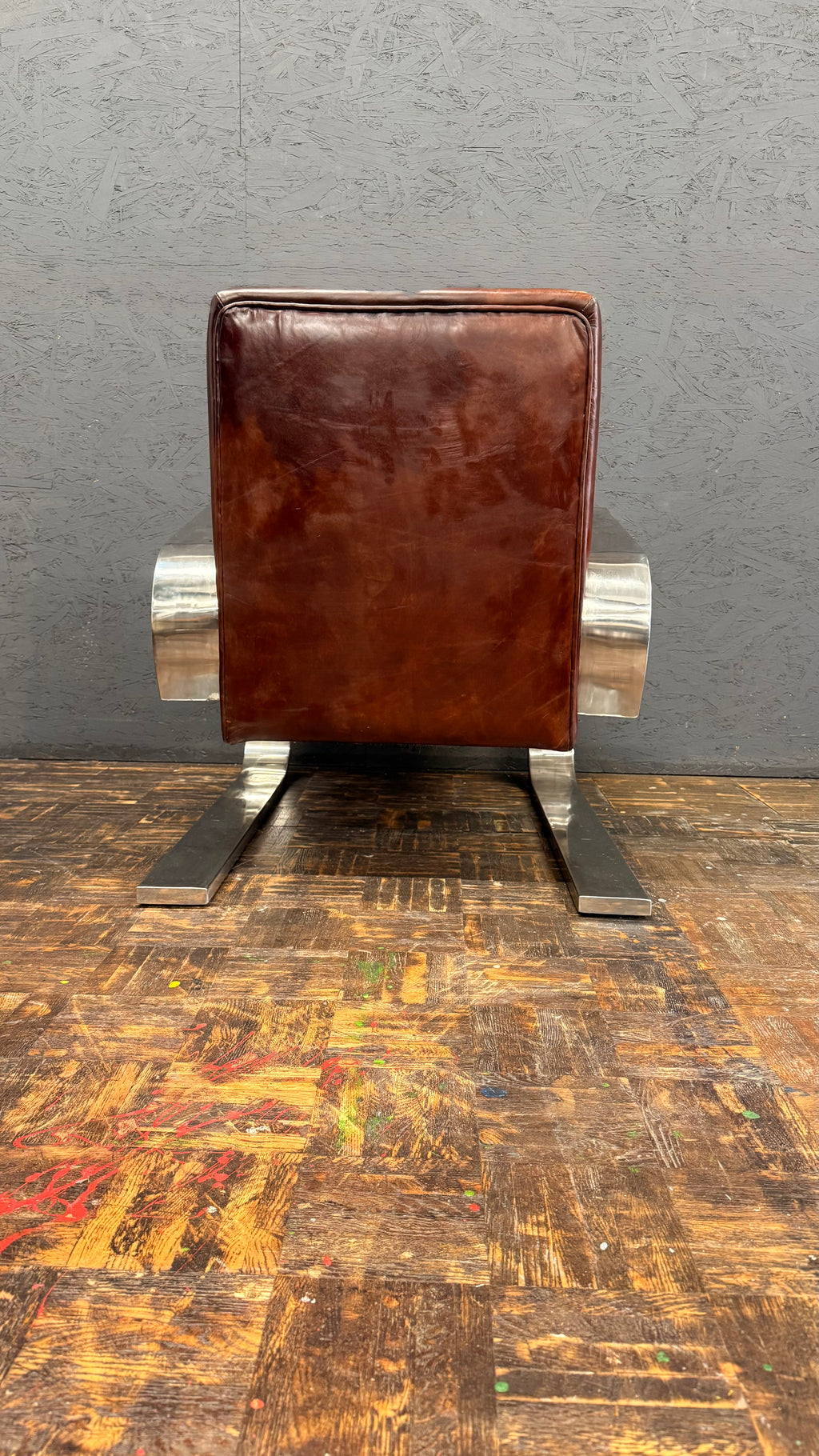 Ledersessel im Bauhaus-Stil – Cognacbraun & Metall
