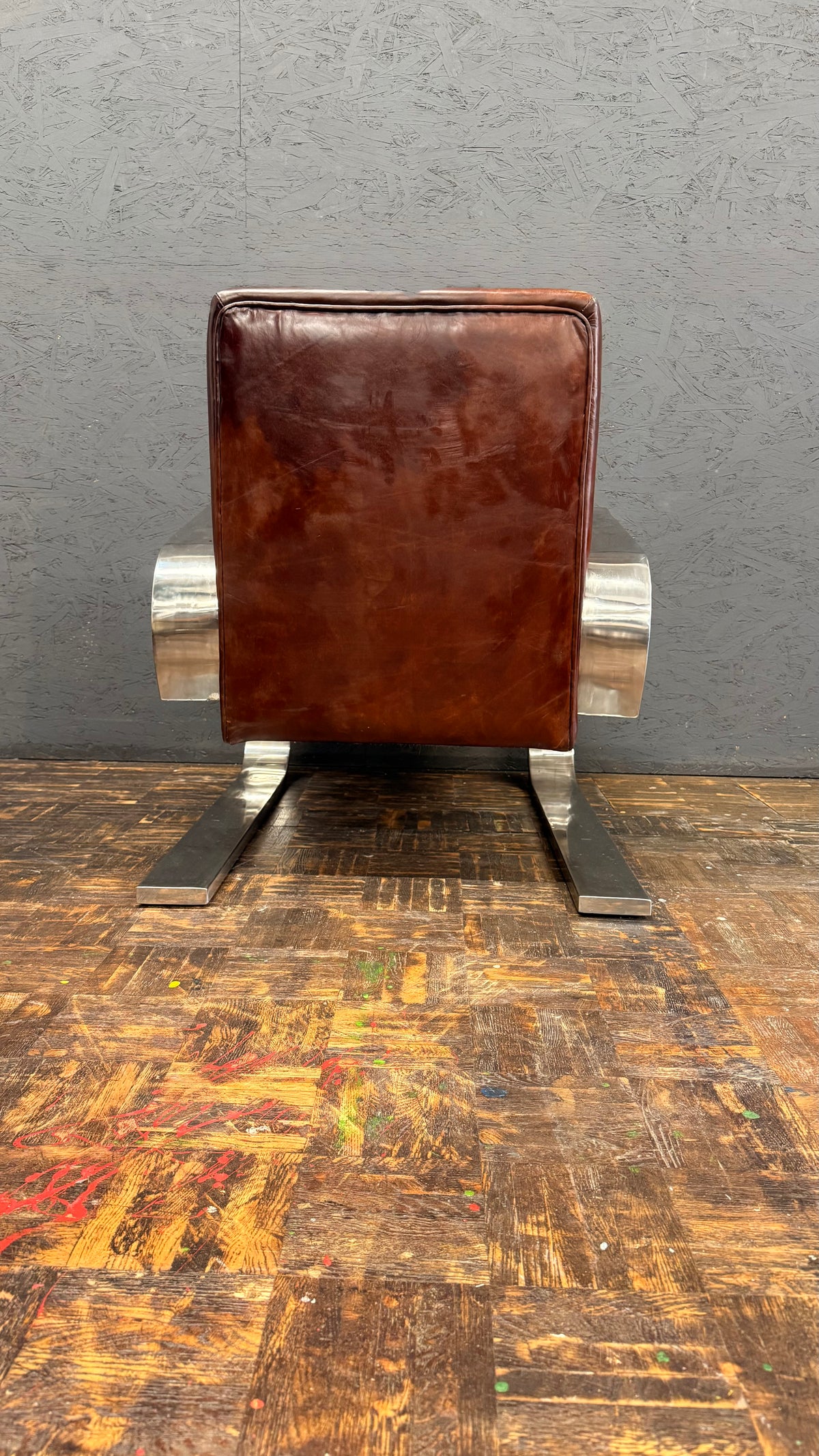 Ledersessel im Bauhaus-Stil – Cognacbraun & Metall