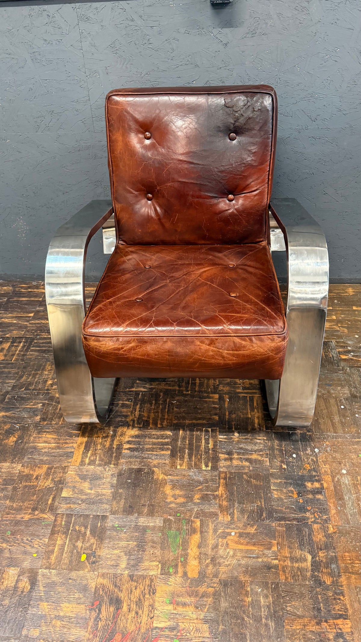 Ledersessel im Bauhaus-Stil – Cognacbraun & Metall