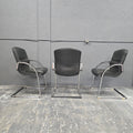 3 Giroflex Freischwinger aus Leder & Chrom
