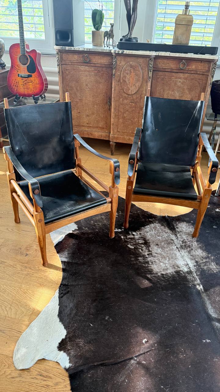 2x Safari-Sessel · Wilhelm Kienzle · Leder & Holz